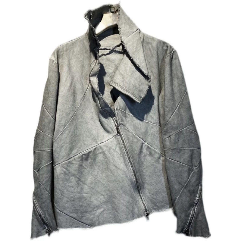 Men’s River Brown Motorcycle Jacket with zipper, short and fitted, with lining, stand-up collar, suitable for outdoor summer and spring wear
