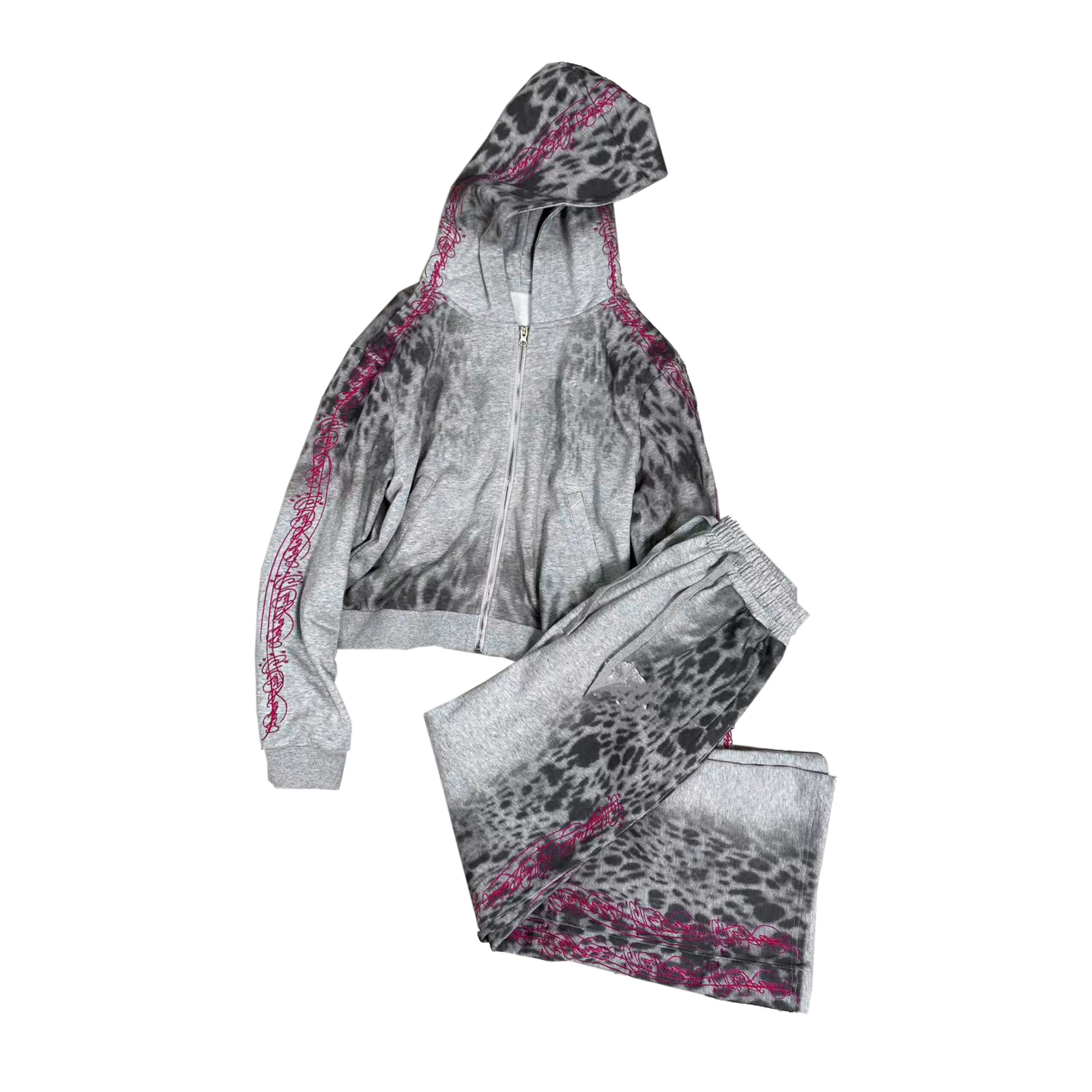Heavy-duty French 3D-printed embroidery hooded sweatshirt sportswear set