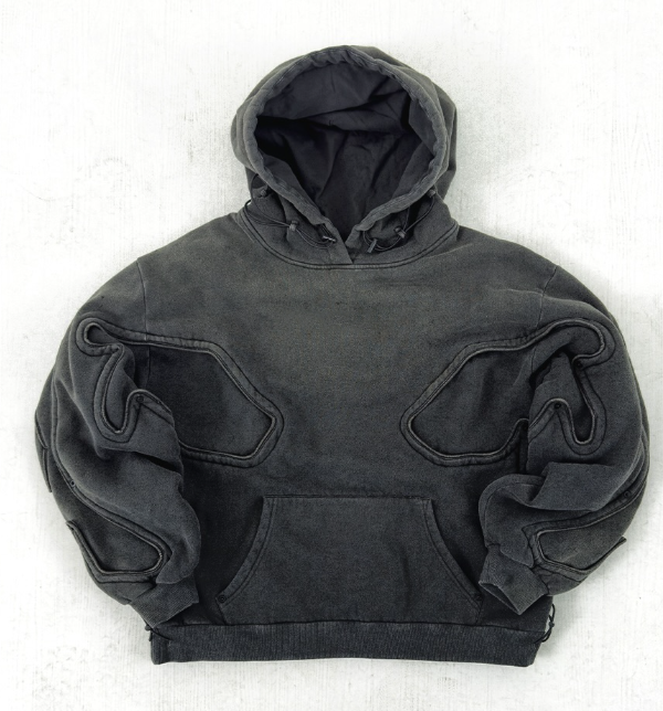 Luxurious custom-made high-quality 420g black cotton French terry net loose enzyme stone wash drawstring hoodie men's clothing